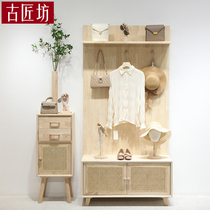 Clothing store display rack clothes rack floor hanging clothes pole display cabinet shop special clothes rack solid wood clothing rack women