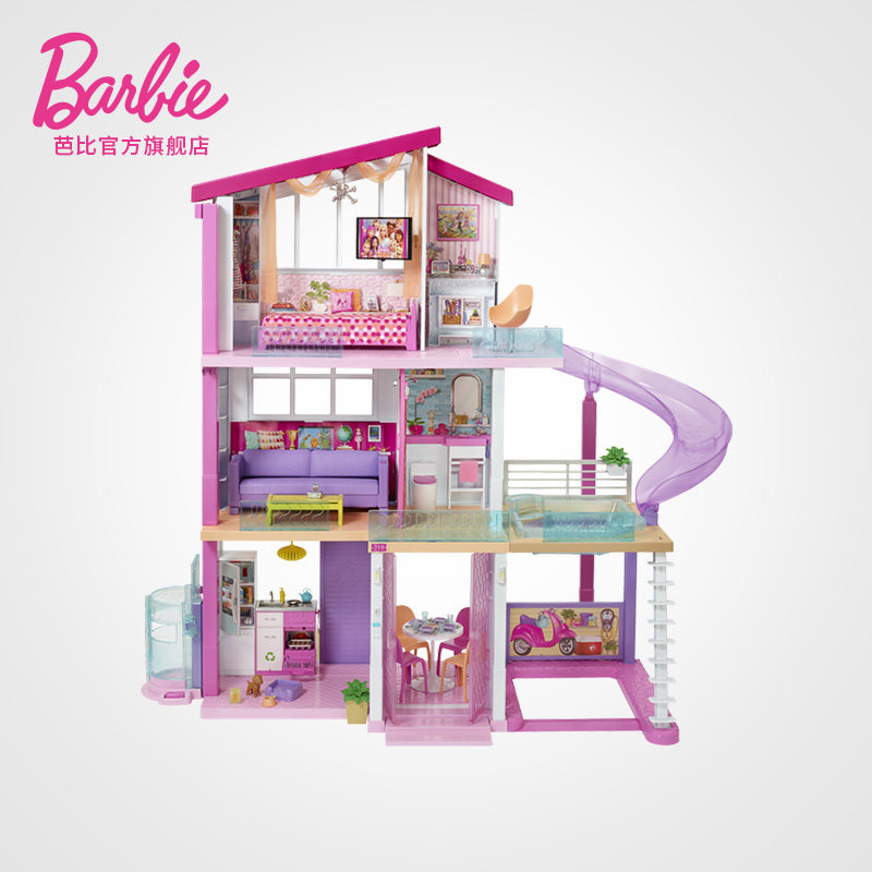 Barbie Barbie dream mansion villa multiple ways to play house girl princess children's toys social interaction