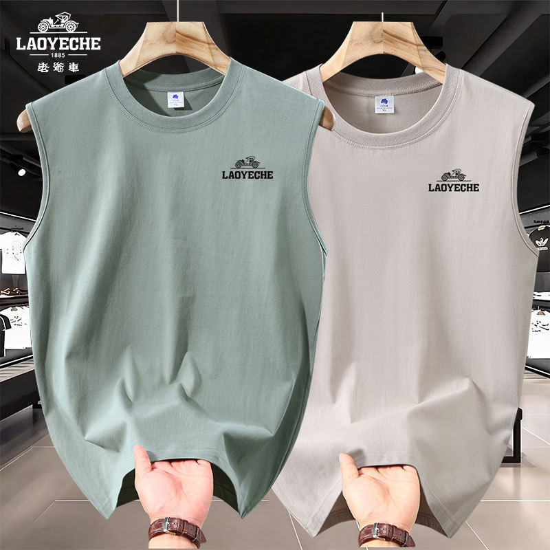 Vintage Car Sleeveless T-Shirt for Men, Pure Cotton Vest, 2026 New Style, Sporty Trendy Tank Top, Summer Clothing, Base Layer Tee