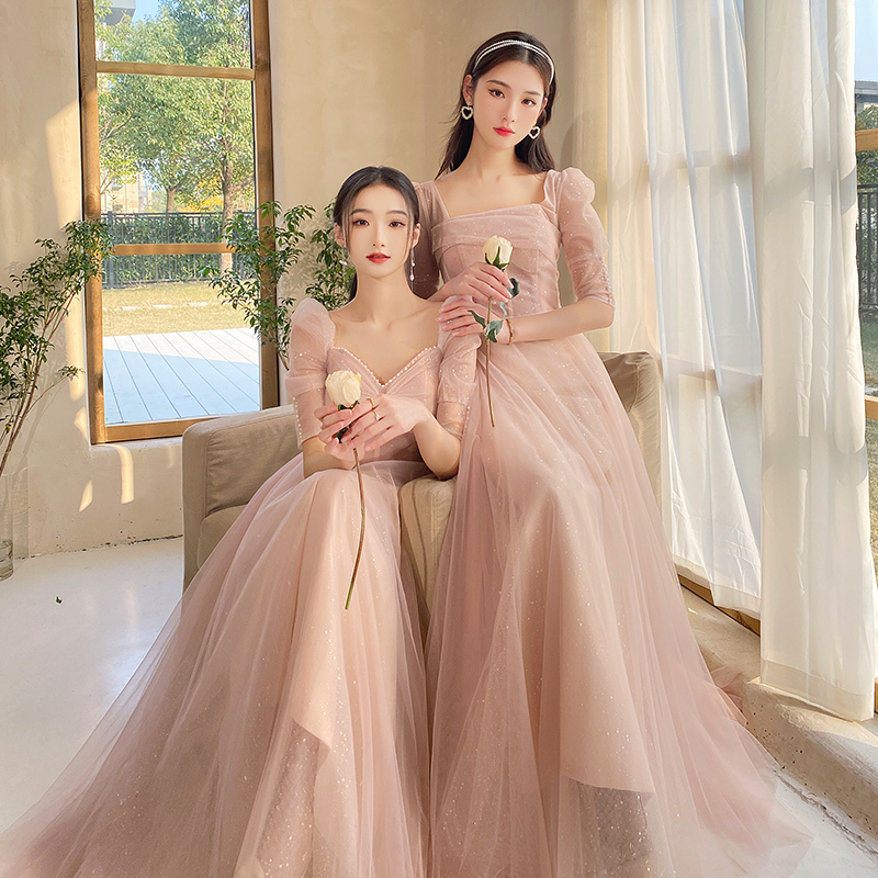 Pink Bridesmaid Dresses with Fairy-Like Elegance, 2026 New Spring Collection, High-End Feel, Simple and Elegant Dresses for Bridesmaids and Sisters, Suitable for Weddings