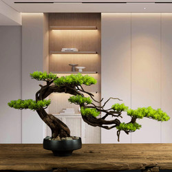 Artificial Bonsai Fake Pine Tree Welcoming Pine Small Ornament Hotel Office Green Plant Entrance Hall Living Room Tea Room Soft Decoration