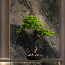 New Chinese-Style Artificial Thuja Welcoming Pine Bonsai Office Decoration Green Plant Fake Tree Living Room Entrance Hotel Soft Decoration