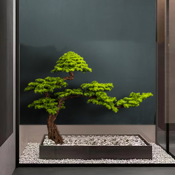 New Chinese-Style Artificial Pine Tree, Welcoming Pine, Arborvitae, Indoor Staircase Landscape Decoration, Green Plant Bonsai Ornament