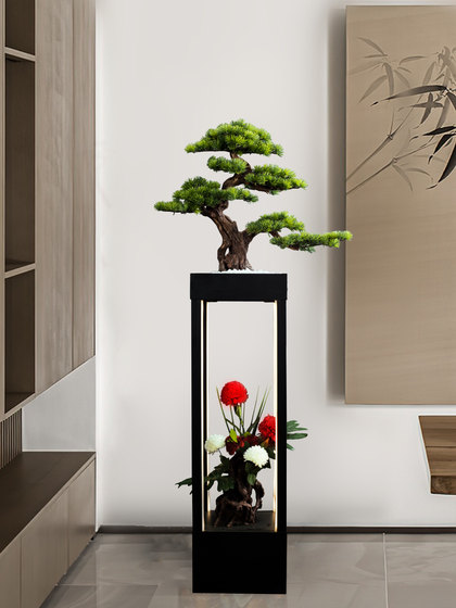 Simulated Welcoming Pine Tree Living Room Floor-Standing Ornament Fake Tree Bonsai Hotel Office Entrance Green Plant Decoration Opening Gift