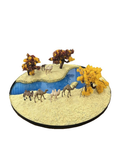 New Chinese Style Hotel Large Round Table Turntable Flower Decoration Miniature Landscape Round Hotel Restaurant Table Decoration