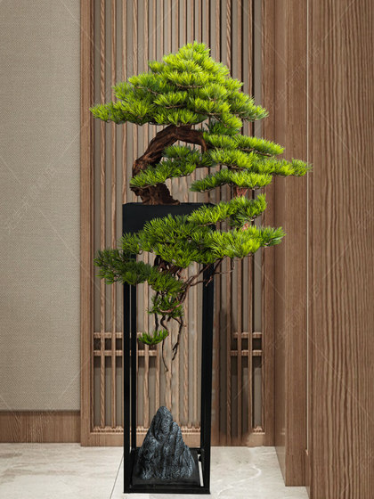 Large Artificial Green Plant Floor Decoration for Hotel Entrance, Living Room, Hallway, Fake Tree Bonsai, Potted Plant, Welcoming Pine Ornament