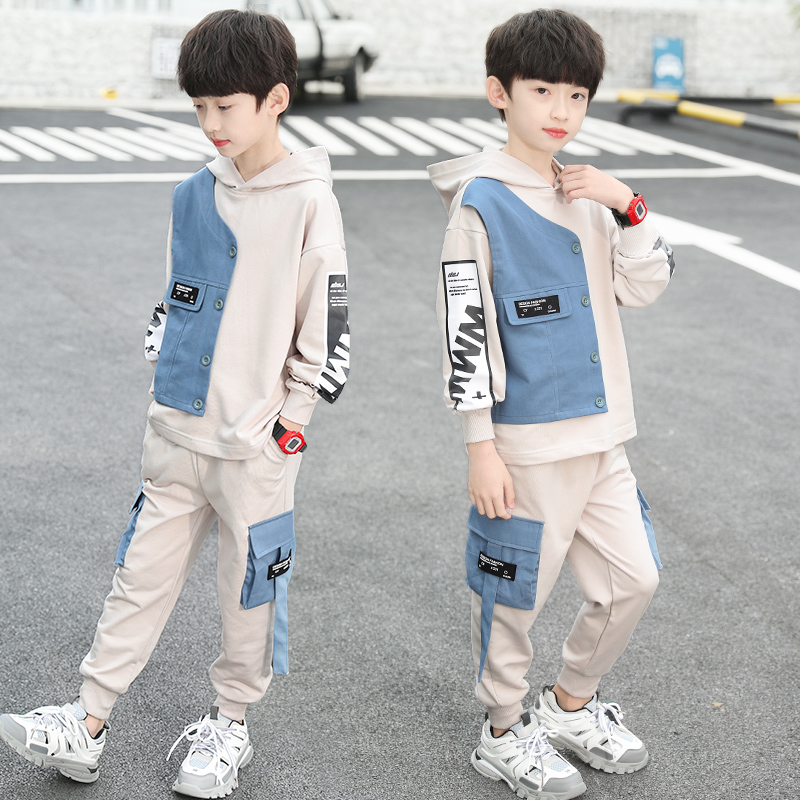 South Korean children suit boy spring clothing suit two sets of 2021 new Korean version of the Korean version of the boy's boy's necropolis