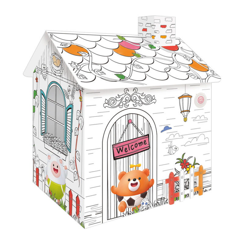 Carton Cottage Creativity Puzzle graffiti Graffiti Erasable with music stereo house Sub-hand model Painted Drawing Toy