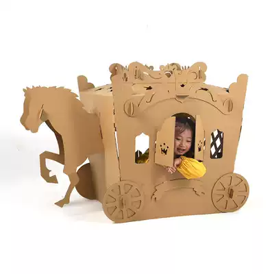 Children's kindergarten toy model carriage diy interspersed color large corrugated cardboard toy game house handmade