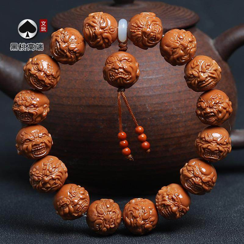 恶僧手串｜猴头核桃手串爆款来袭！苏工雕刻山鬼纹，文玩圈疯抢的霸气之