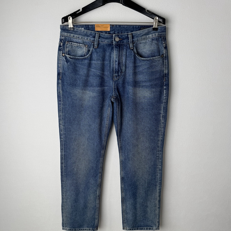 Able Jeans Straight-Leg Jeans for Men, Vintage Washed Casual Simple Workwear Denim Casual Long Pants