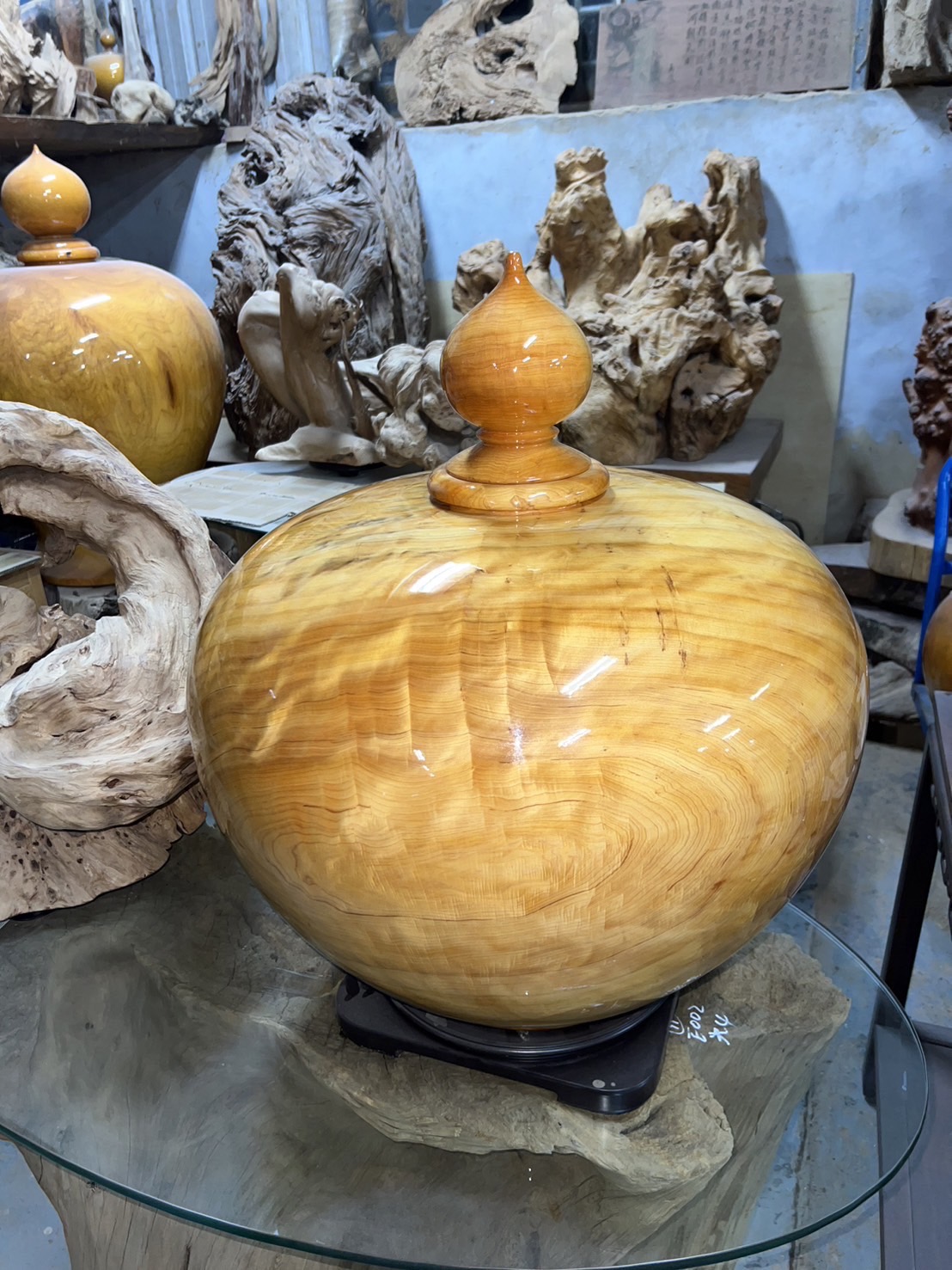 台湾産　黄檜木　飾り品　聚宝盆 O1CN01apV1LA1JfEZBeg4zb_!!