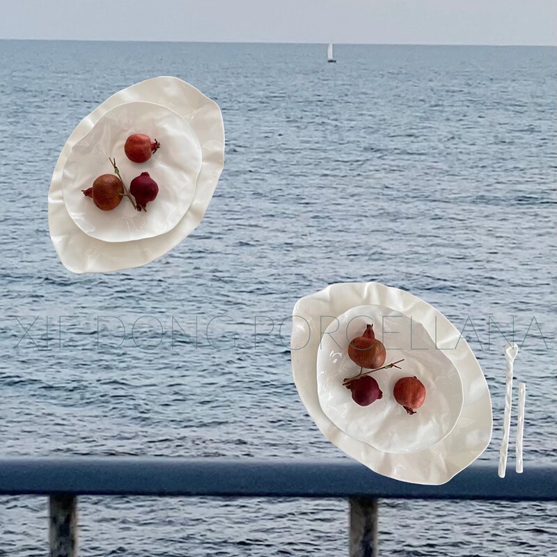 Italian Designer Xie Dong Pleated Bone China Plate Set-19 # , Light and Thin Paper Is Pure White!