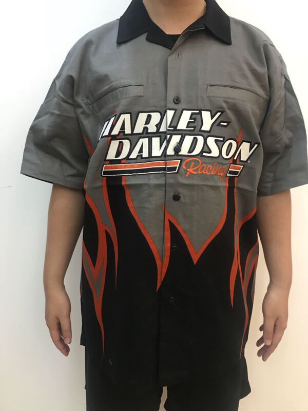 Harley Shirt American Motorcycle Hip-Hop Trendy Brand Tough Guy Loose Pure Cotton Personalized Embroidered Casual Short-Sleeved Shirt