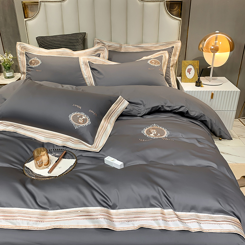 100 long-staple cotton four-piece sets of cotton pure cotton European-style light luxury simple bed sheet quilt cover hotel bedding 4