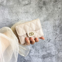 Genuine leather slim card bag Womens small white card clip Ancient Rhombog Zero Money Bag Mini minimalist multi-position card holder