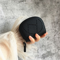 Bull Leather Card Bag Woman Short DELICATE ZIPPER ZERO MONEY BAG GENUINE LEATHER SMALL CARD CLIP RETRO MULTI-BLOCKING DOCUMENTS BAG CUTTING SLEEVE