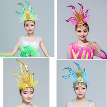 Dance headwear performance head flower opening dance new female adult stage Exaggerated Performance Headwear heads Bright Flakes Lotus Flowers