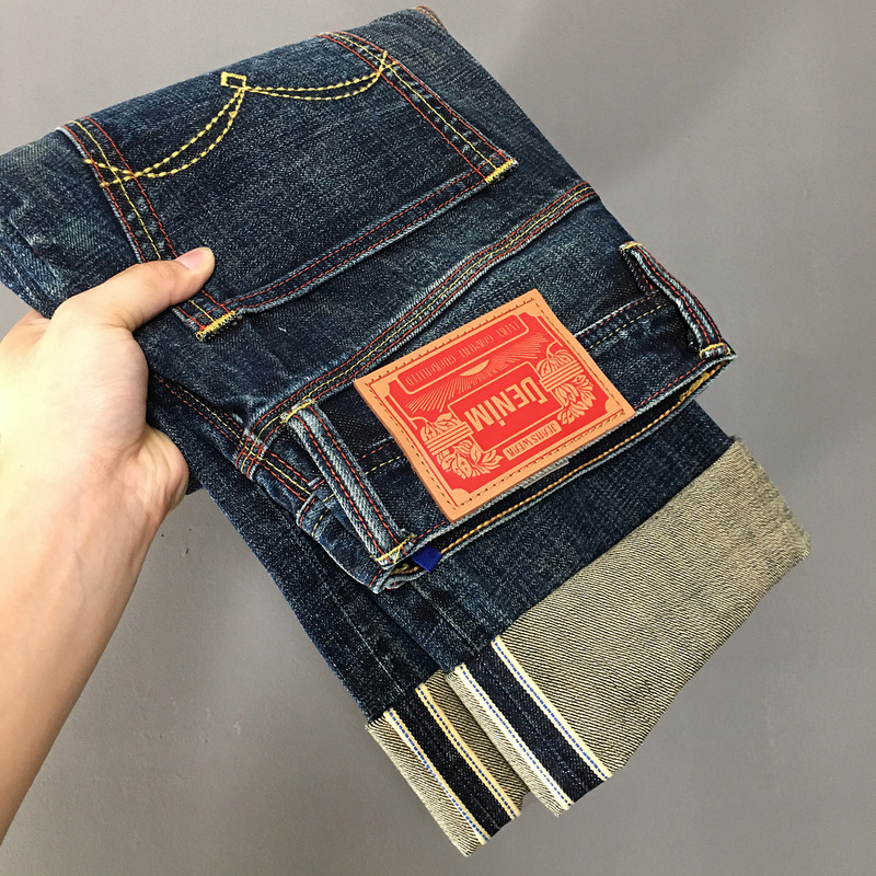 High-End Selvedge Denim Jeans for Men, Light Luxury Pure Cotton, Loose Straight-Leg Vintage 501 Style, Trendy Casual Long Pants