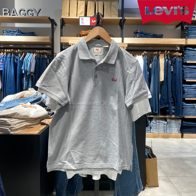 Levis Summer Simple Lapel Polo Shirt American Retro Short-Sleeved Top 003Yu-0001