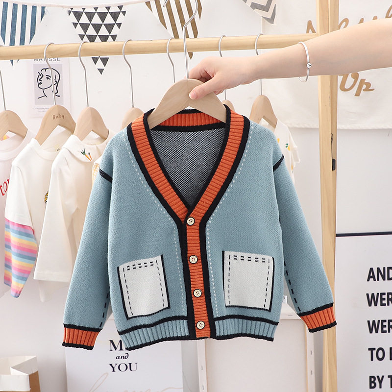 Boys knitted sweater cardigan 2022 spring and autumn new children's clothing baby boy sweater coat infant foreign style