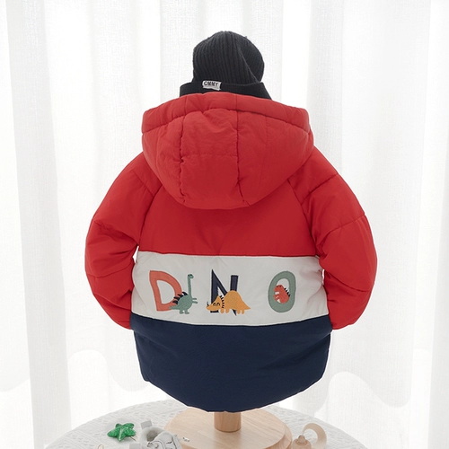 Зимний пуховик для мальчиков, красная детская куртка, увеличенная толщина