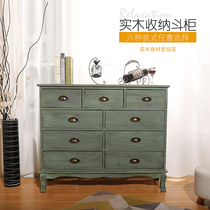 American bucket cabinet Nordic seven-bucket cabinet Nine-bucket cabinet living room door entrance cabinet modern simple simple storage cabinet wood