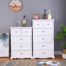 Korean drawer type storage cabinet solid wood simple bedside locker White simple multi-layer pastoral cabinet small bucket cabinet