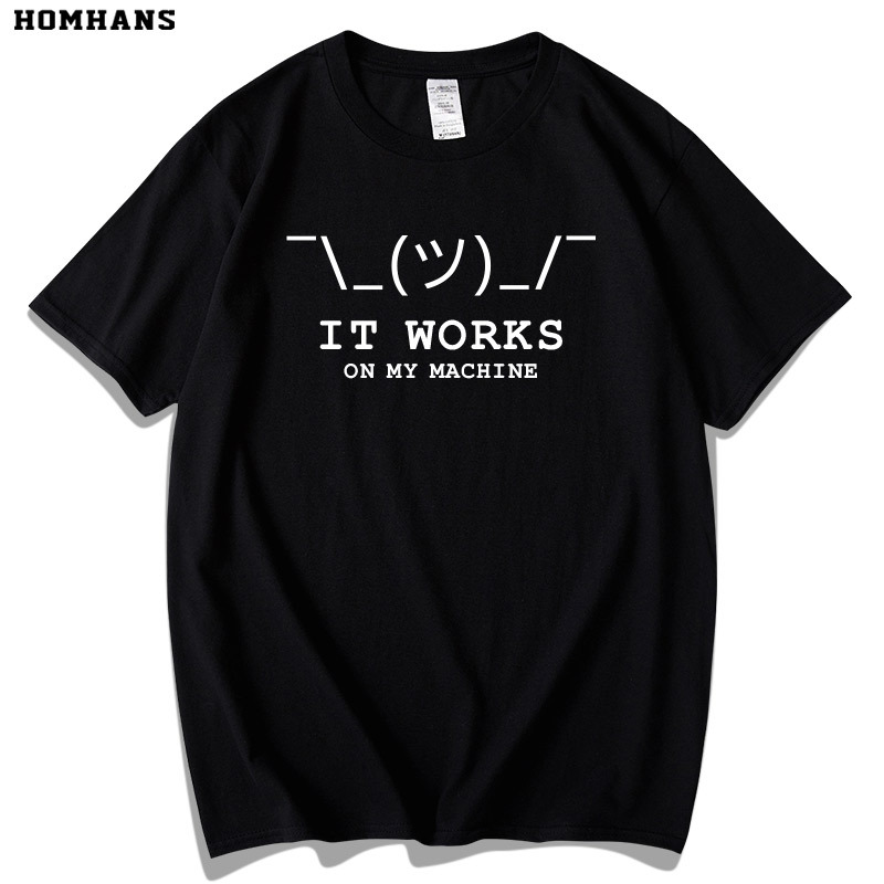 Red Korean spoof programmer IT development writing code PC programming/coding shrug helpless symbol emoji pure cotton short-sleeve
