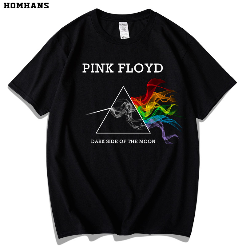 Red Korean Pink Floyd Short-Sleeved T-Shirt, Retro Rock Dark Side of the Moon Pink Floyd, Large Size Pure Cotton