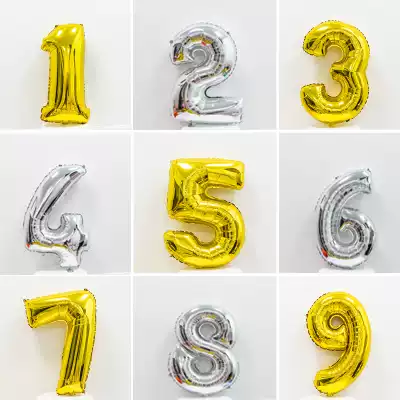 Big number 32 inch gold silver digital balloon aluminum foil film wedding birthday party decoration party supplies balloon