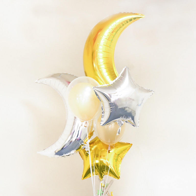 Net Red Sue White Gold Moon Aluminum Film Balloon Beam Table White Courttie Wedding photo props floating for birthday balloon placement