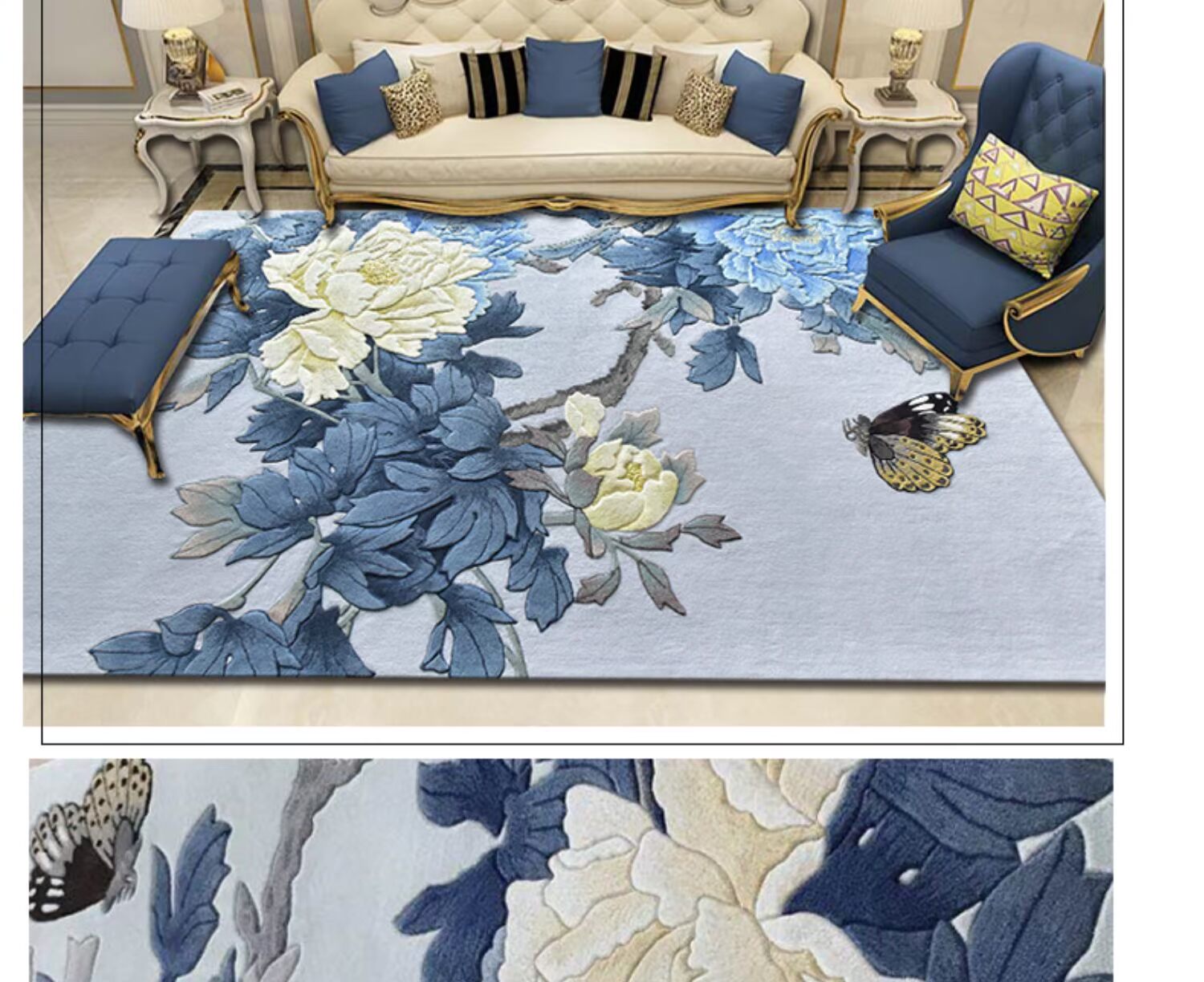 Boao thủ công thảm len hoa cộng với lụa mật độ cao cắt hoa phòng khách châu Âu phòng ngủ sofa tùy chỉnh thảm - Thảm thảm đỏ sự kiện