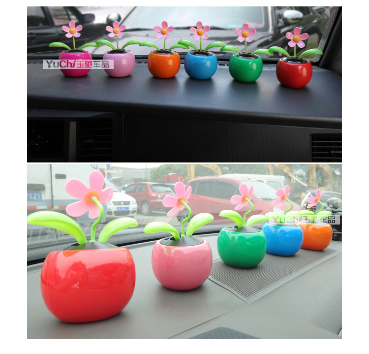 Dễ thương lắc đầu xe trang trí nội thất năng lượng mặt trời của apple float trang trí xe trang trí xe sun flower nguồn cung cấp nam