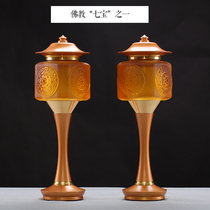 Buddha front lamp long light glass glass led colorful led colorful lotus lamp Buddha lamp home pair of plug-in Guanyin pure copper