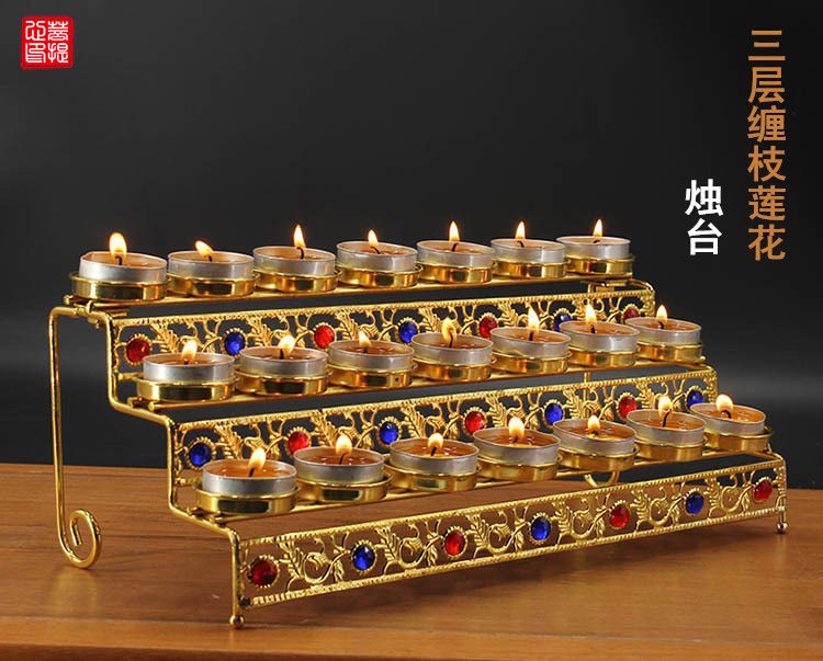 Alloy lotus candle holder Buddha front for lamp crisp oil lamp holder long Ming lamp crisp oil lamp frame wax candle holder for the Buddha lamp home