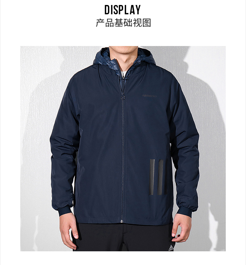 Áo khoác nam Adidas mùa thu đông 2018 mẫu trong phần dài của áo khoác thể thao cotton ấm áp trùm đầu DM2196 áo khoác anta