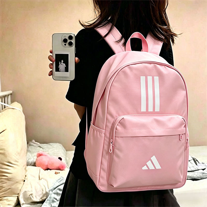 Adidas Backpack for Women, Pink Backpack, 2026 New Model, Large Capacity Travel Bag, Casual Bag, Student School Bag for Men