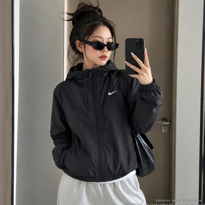 Nike Nike Jacket Women's Autum New Breathable Casual Outdoor Windbreaker Loose Woven Hooded Sportswear Nike Nike Jacket Women's Autum New Breathable Casual Outdoor Windbreaker Loose Woven Hooded Sportswear