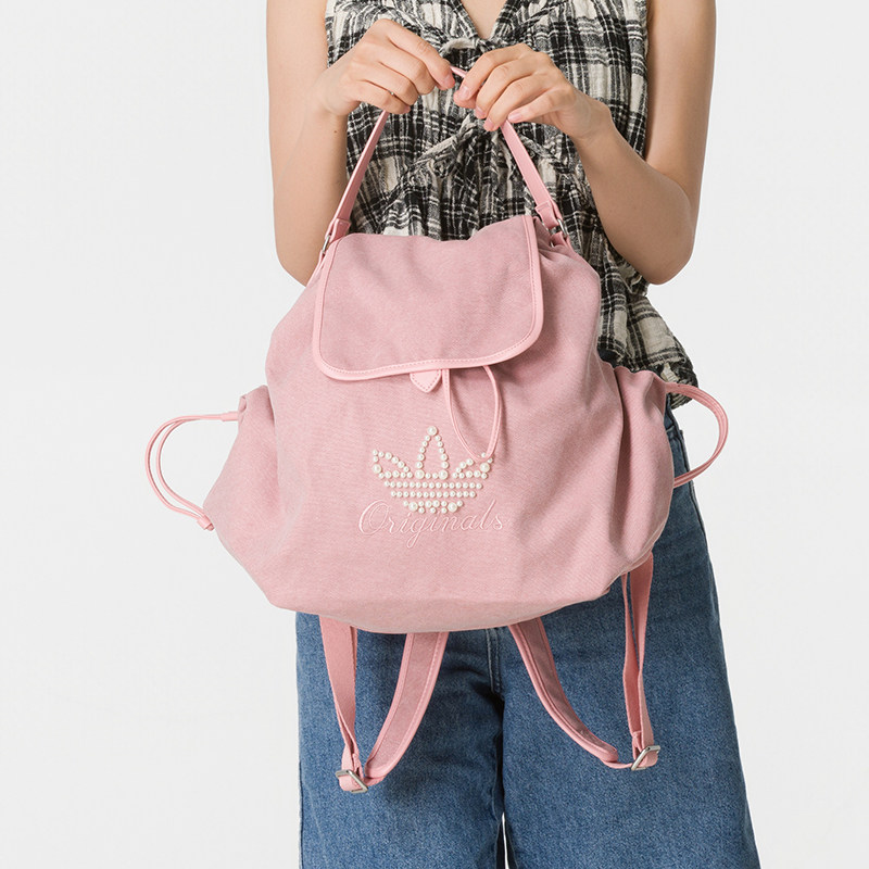 Adidas Pink Clover Backpack 2026 New Backpack Men's and Women's Casual School Bag Travel Bag KW1271