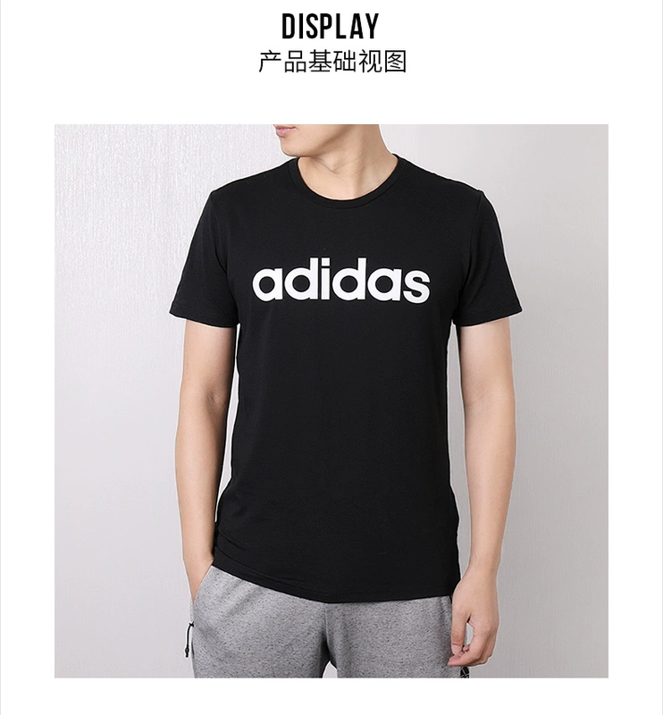 Adidas NEO chính hãng tay ngắn nam 2019 hè mới đơn giản thương hiệu thủy triều nửa tay áo thun trắng đen - Áo phông thể thao