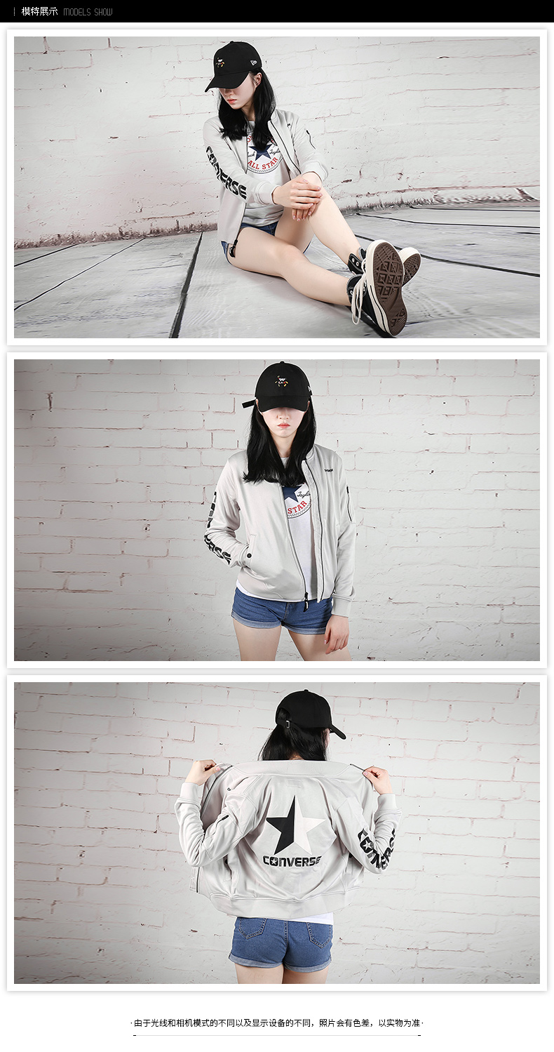 Áo khoác nữ Converse 2018 xuân mới diện trang phục thể thao trùm đầu cộng với áo len nhung cổ áo khoác giản dị 10005449 bo quan ao gio the thao