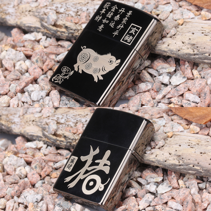 Lãnh đạo đích thực dầu hỏa nguyên chất đồng nhẹ hơn siêu mỏng sáng tạo cá tính retro tùy chỉnh 12 Zodiac để gửi bạn bè - Bật lửa bật lửa cartier