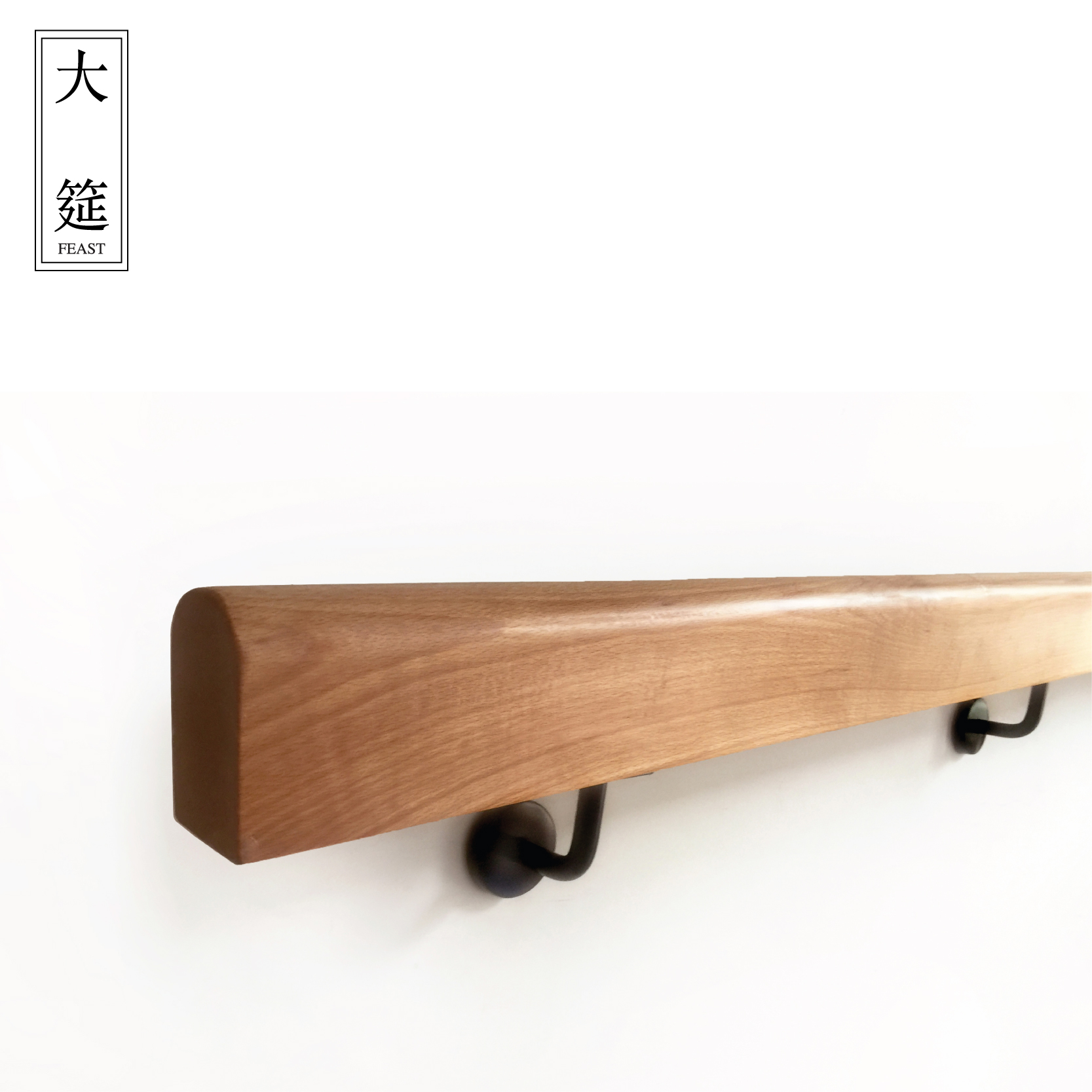 Solid wood duplex second floor against the wall guardrail staircase solid wood handrail decoration wooden home indoor balcony glass railing