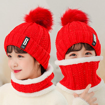 Childrens hat collar suit Child girl wool hat Autumn and winter warm plus velvet thickened boy Korean version cute