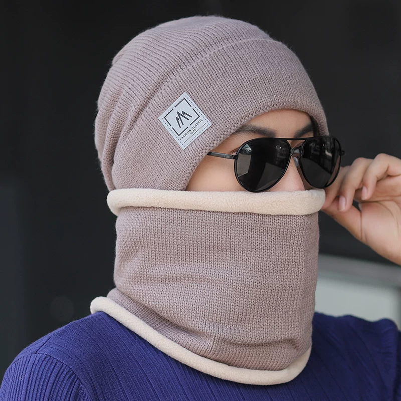 Woolen winter keep warm knitted hat, scarf, set