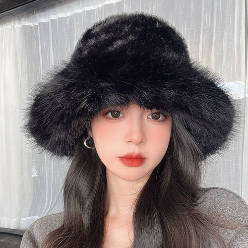 Зимняя большая голова окружает ретро плюшевой рыбак шляпа миссис толстый имитация мех. Универсальный японский наушник -капюшон