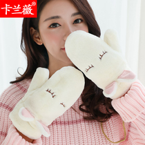 Winter gloves female cartoon plush glove bag finger warm female