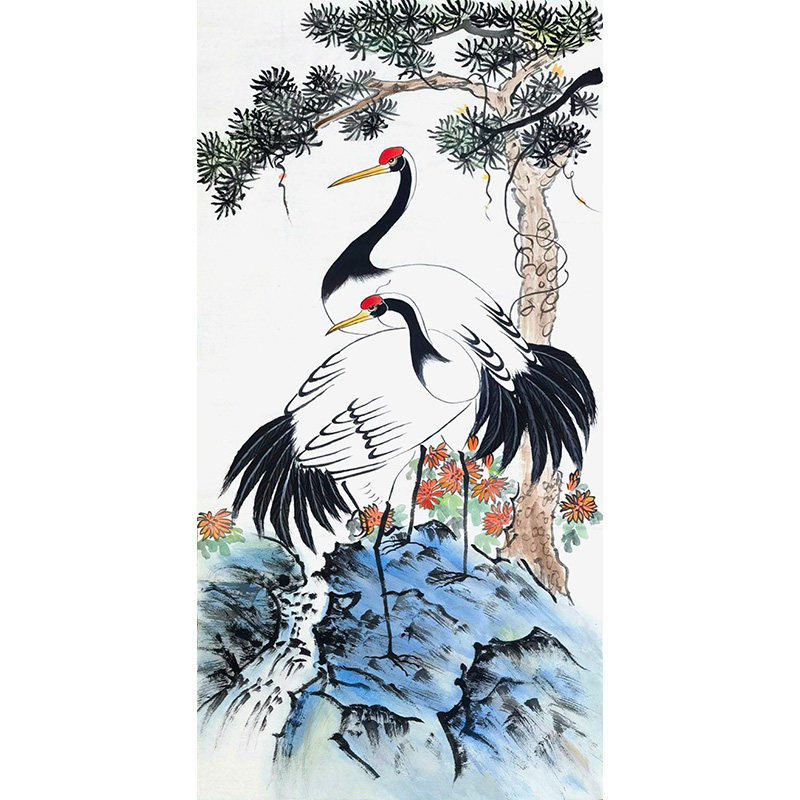 掛軸　花鳥画　松鶴延年図　絹本　手描き　美品 Yahoo!オークション -「松鶴」(掛軸) (書)の落札相場・落札価格