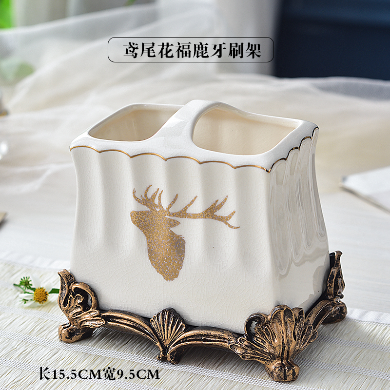 European-style bathroom toiletries creative ceramic bathroom toothbrush cup set Ice cracked porcelain high-end toothbrush holder